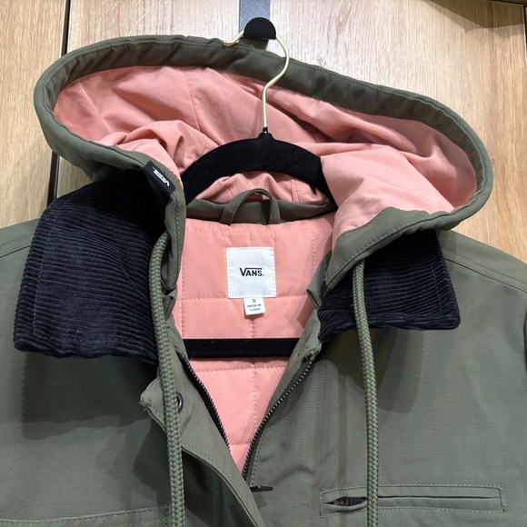 VANS Women’s Drill Chore Long Coat Corduroy Collar Hooded Jacket Size S MTE - Picture 10 of 16